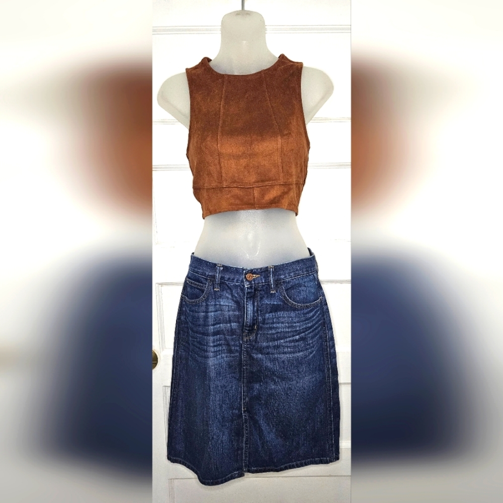 J.Crew Denim Pencil Skirt with Front Slit Size 27